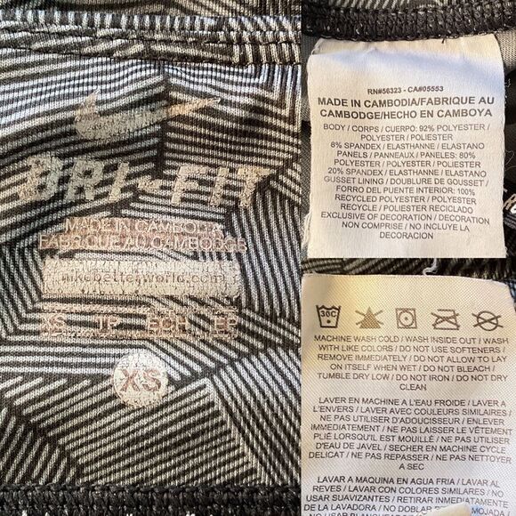 Nike Running Gray Black Lined Geometric Cropped Legging XS - Picture 8 of 8